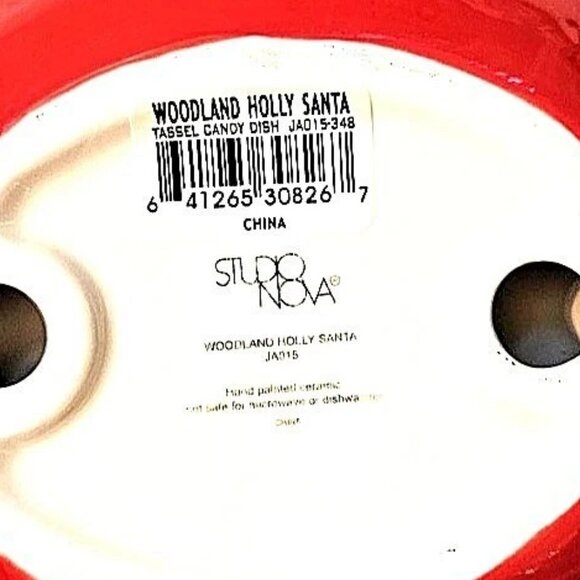 STUDIO NOVA Woodland Holly Christmas Hand Painted Ceramic Candy / Soap Dish NEW - Picture 6 of 6